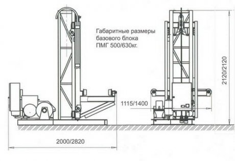 Строительный подъемник мачтовый ПМГ г/п 750